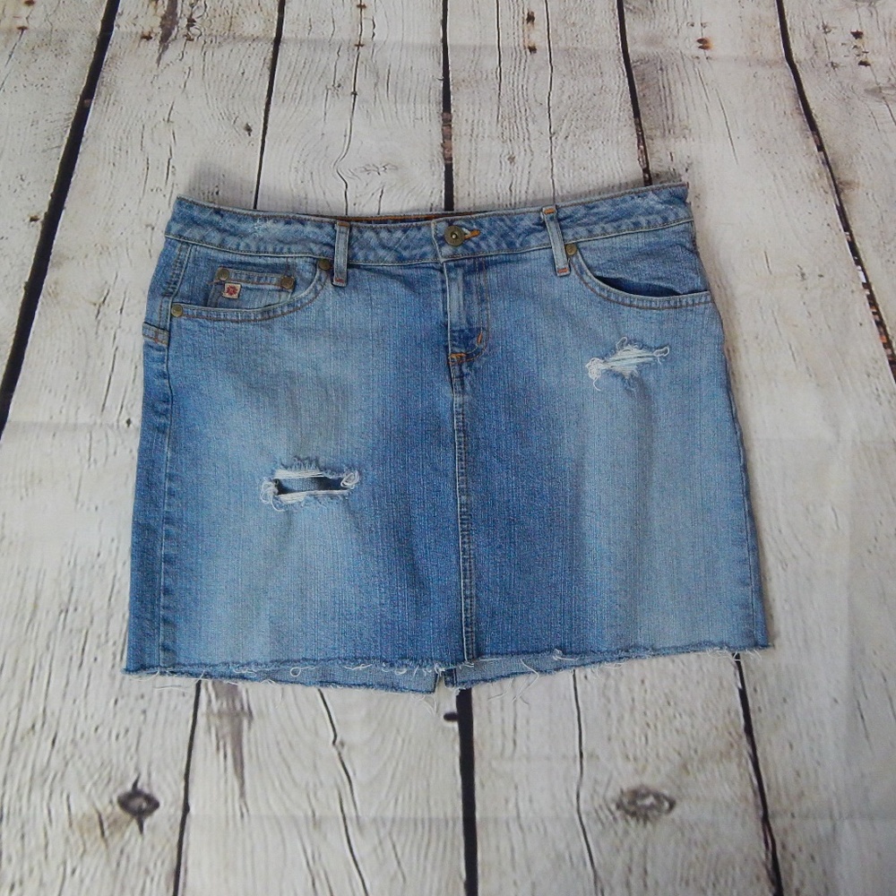 Paris Blues Distressed Denim Mini Skirt Size 13
